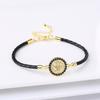 New Trending Round Virgin Mary Zirconia Leather Braided Bracelet Charming Religious Wrist Jewelry for Women Party Accessory