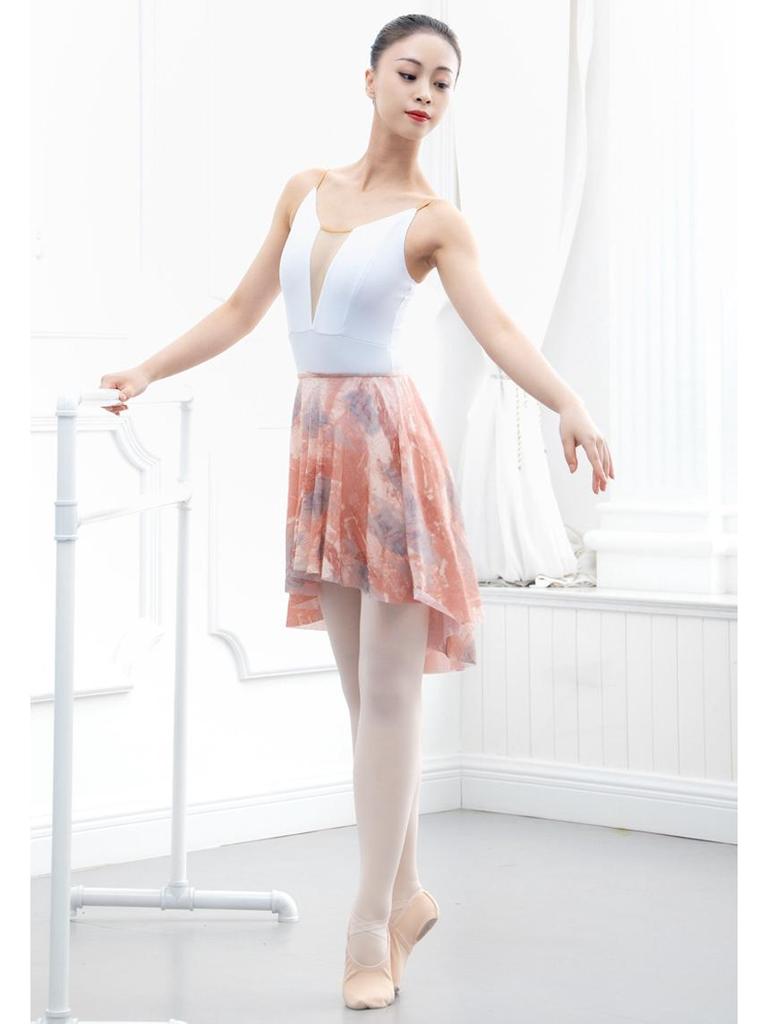 Эластичная талия Неравномерная сетчатая балетная танцевальная юбка для женщин