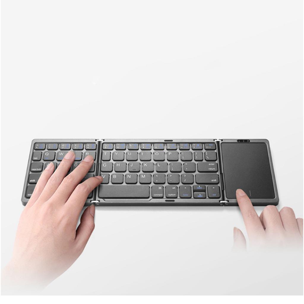 Tri-fold Wireless Bluetooth Keyboard with Touch Pad for Multiple Systems for Mobile Phones and Tablets