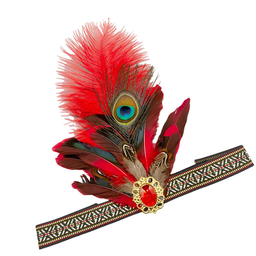 Bohemian Feathered Hairband Carnival Celebration Party Headband Adult Cosplay Hairhoop Ethnic Hairband for Theme Event