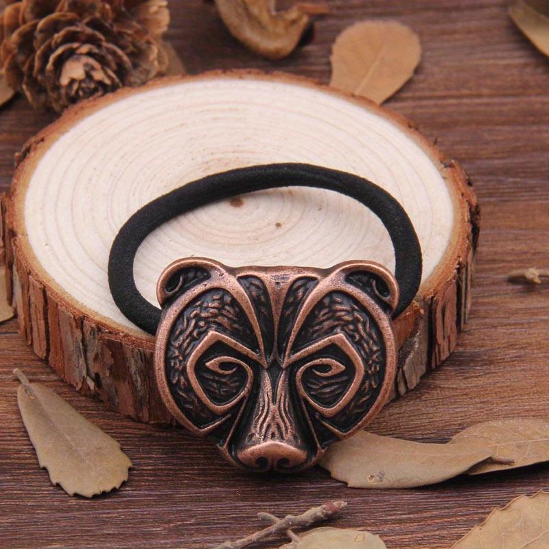 1pc Viking Bear Hair Ties Metal Bear Hair Ropes Vintage Hair Bands Ponytail Holders Hair Accessories For Women Girls