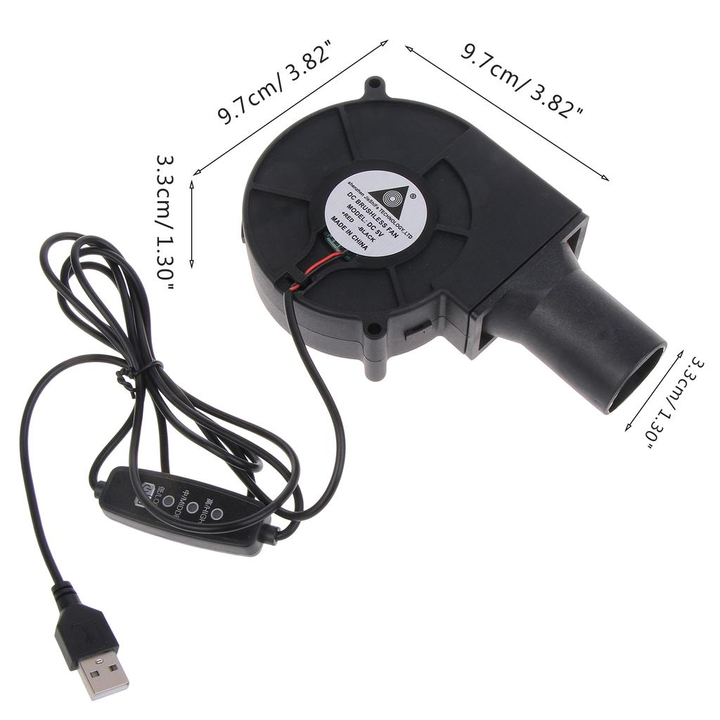 5 В USB-вентилятор Usb 9733, большой объем воздуха с выходным вентилятором для дровяной печи, барбекю, бытовой вентилятор для приготовления пищи, 9,7 см