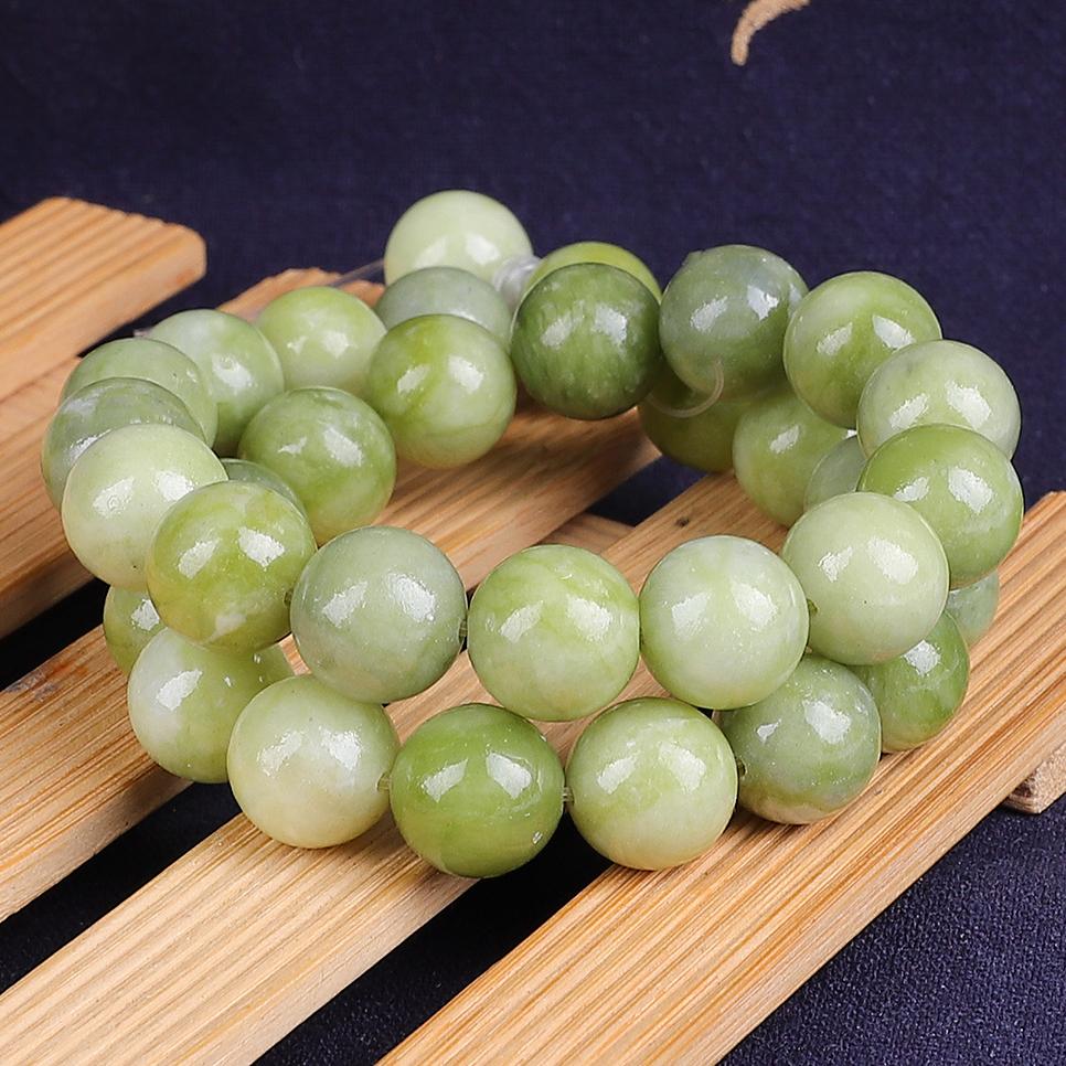 Натуральный китайский зеленый нефрит круглые бусины для изготовления украшений - Полированные, нить 15 дюймов