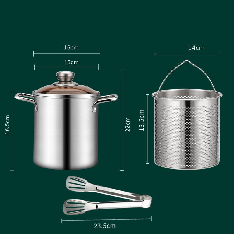 3L Deep Fryer Pot Small Stainless Steel Deep Frying Pot Fish Pot Japanese Tempura Fry Pot for Kitchen French Fries Chicken