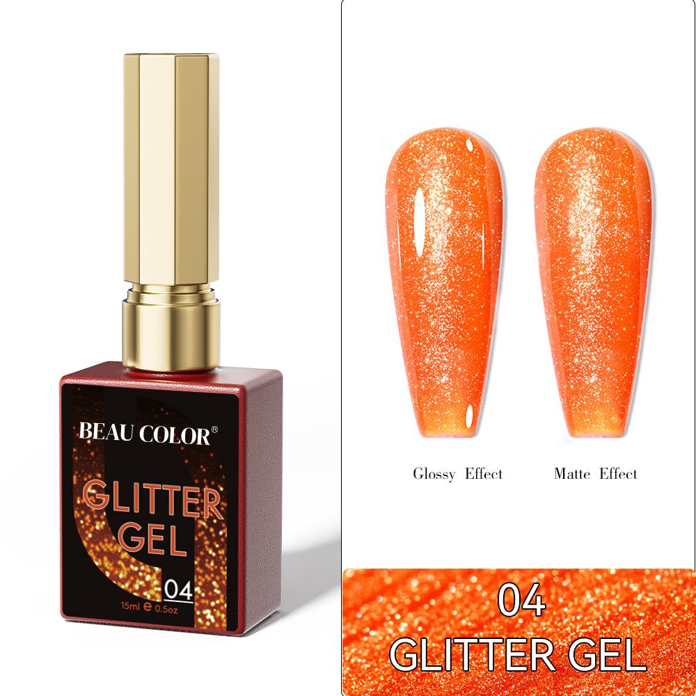 BEAU COLOR 1 шт. 15 мл 8 цветов светоотражающий блестящий гель-лак коллекция УФ/светодиодный Рождественский блестящий цветной гель для дизайна ногтей маникюр своими руками