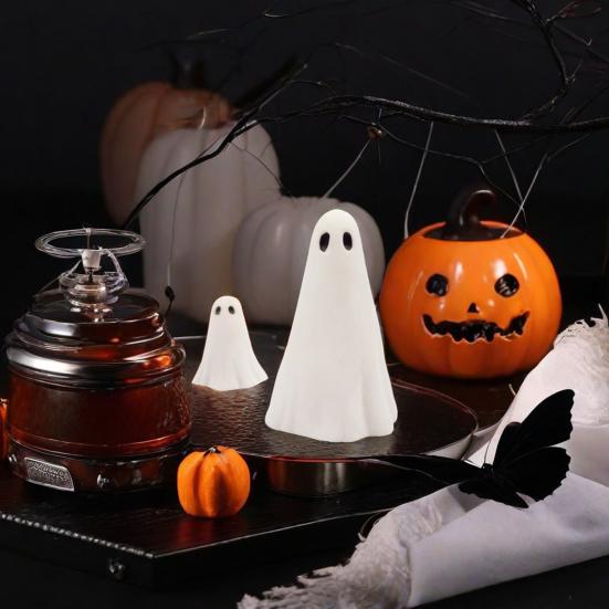 2 шт. Фигурка привидения на Хэллоуин, скульптура привидения из смолы, милая белая статуэтка привидения, центральные украшения для домашнего стола, мини-украшение привидения для кухонной полки, камина