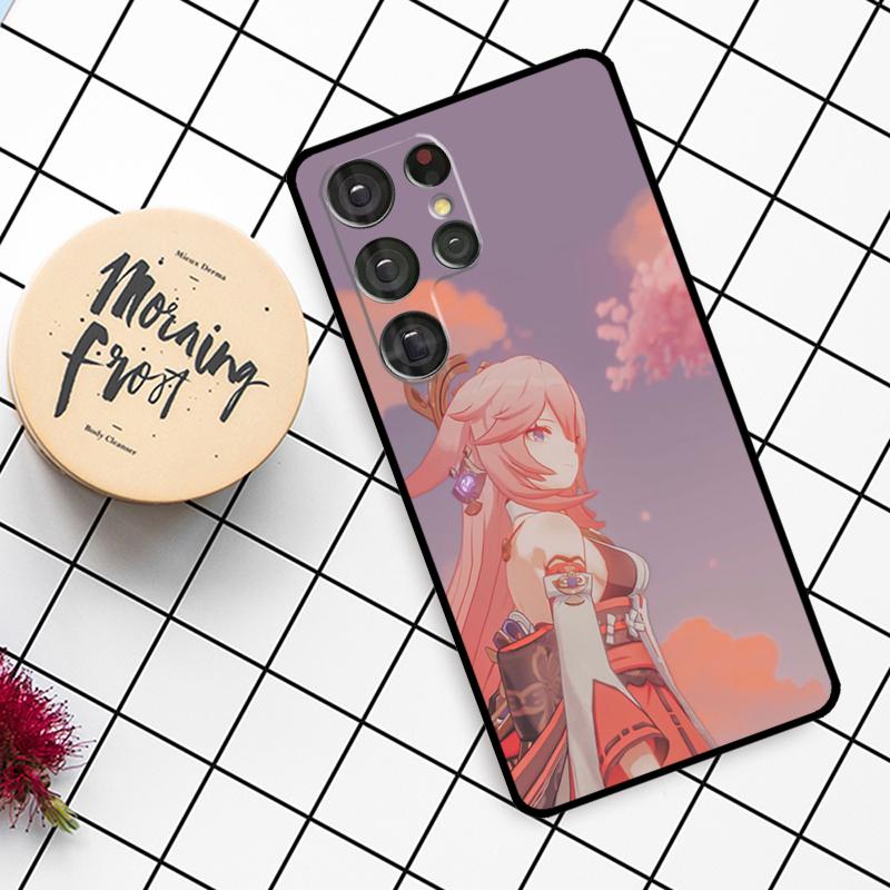Чехол Genshin Impact Яэ Мико для Samsung Galaxy S21 S22 S23 S24 S25 Ultra S9 S10 S25 Plus S25 FE S20 FE Чехол для телефона