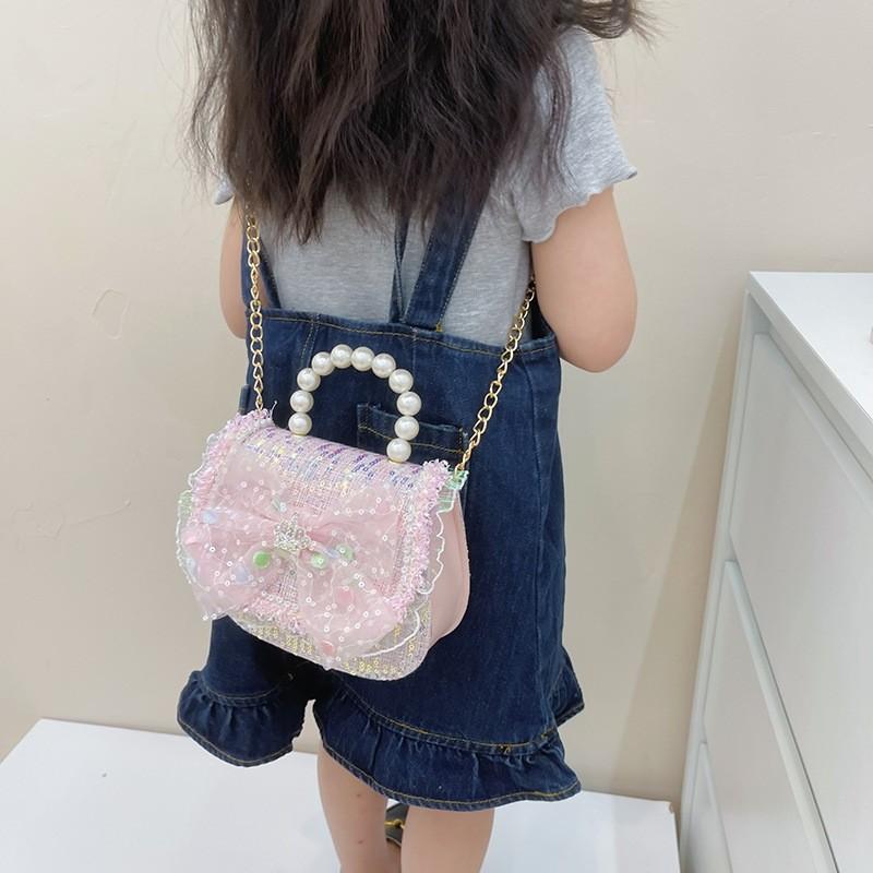 Xiaoxiangfeng Bow Lace Bag Pearl Handheld With Durable Material For Toddlers