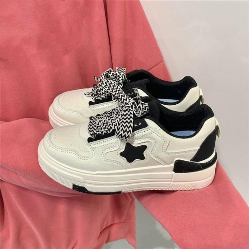 Модные женские кроссовки на платформе со звездным дизайном, на шнуровке, для скейтборда, на плоской подошве, удобные кроссовки для бега, для тенниса, для бега