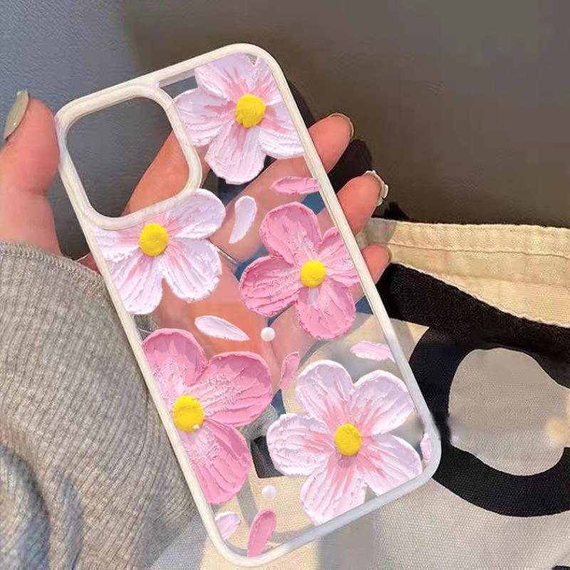 Ретро Масляная Живопись Цветок Чехол Для Телефона Для iPhone 16 11 12 13 14 15 Pro Max XS XR 8 7Plus Роскошный Цветочный Прозрачный Мягкий ТПУ Чехол