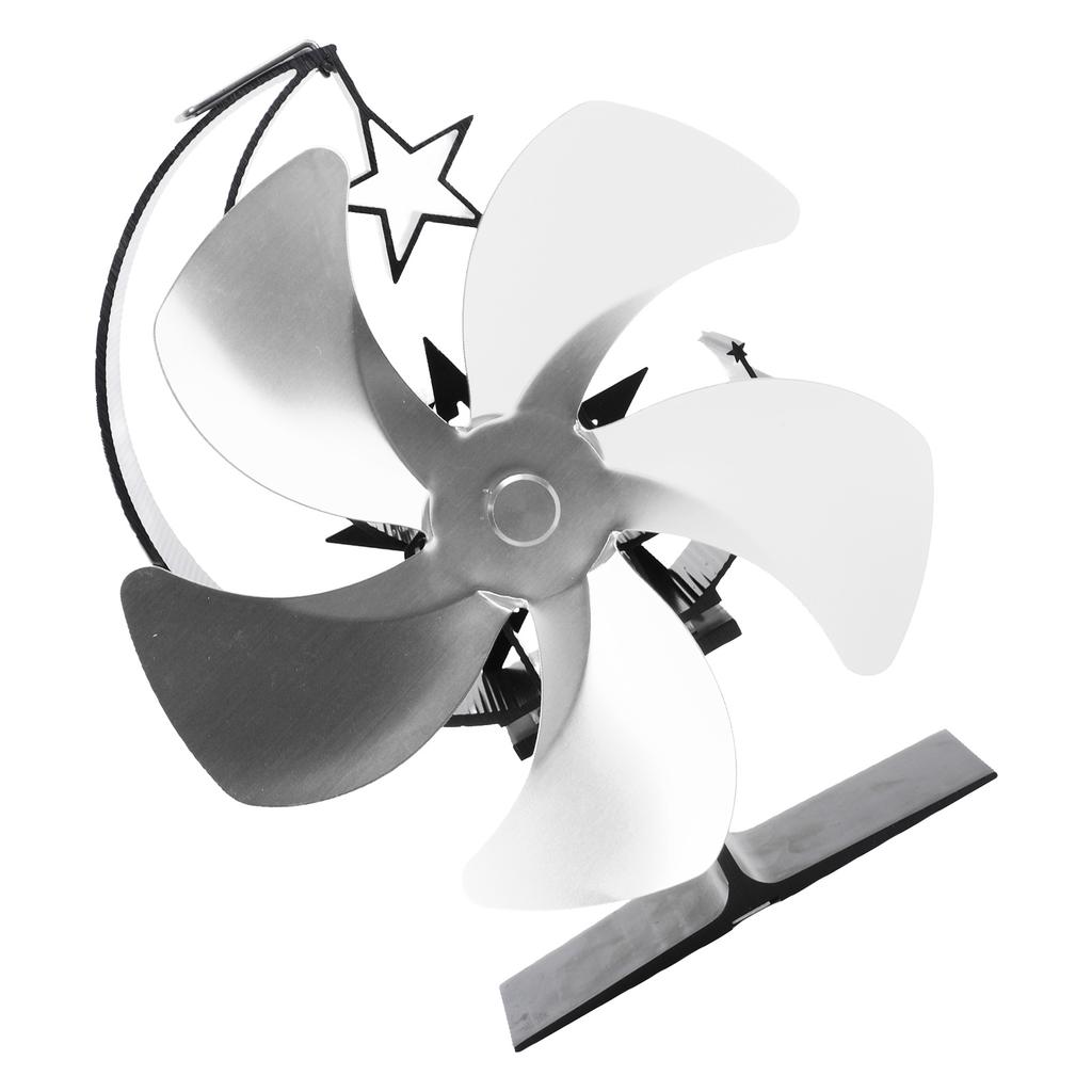 5-лопастной вентилятор для дровяной печи с термометром и тепловым экраном из алюминиевого сплава, тихая работа, питание от тепла