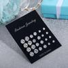 6/12Pairs Exquisite Women Jewelry Gift Geometric Crystal Stud Earrings Set Round Zircon Alloy Silver