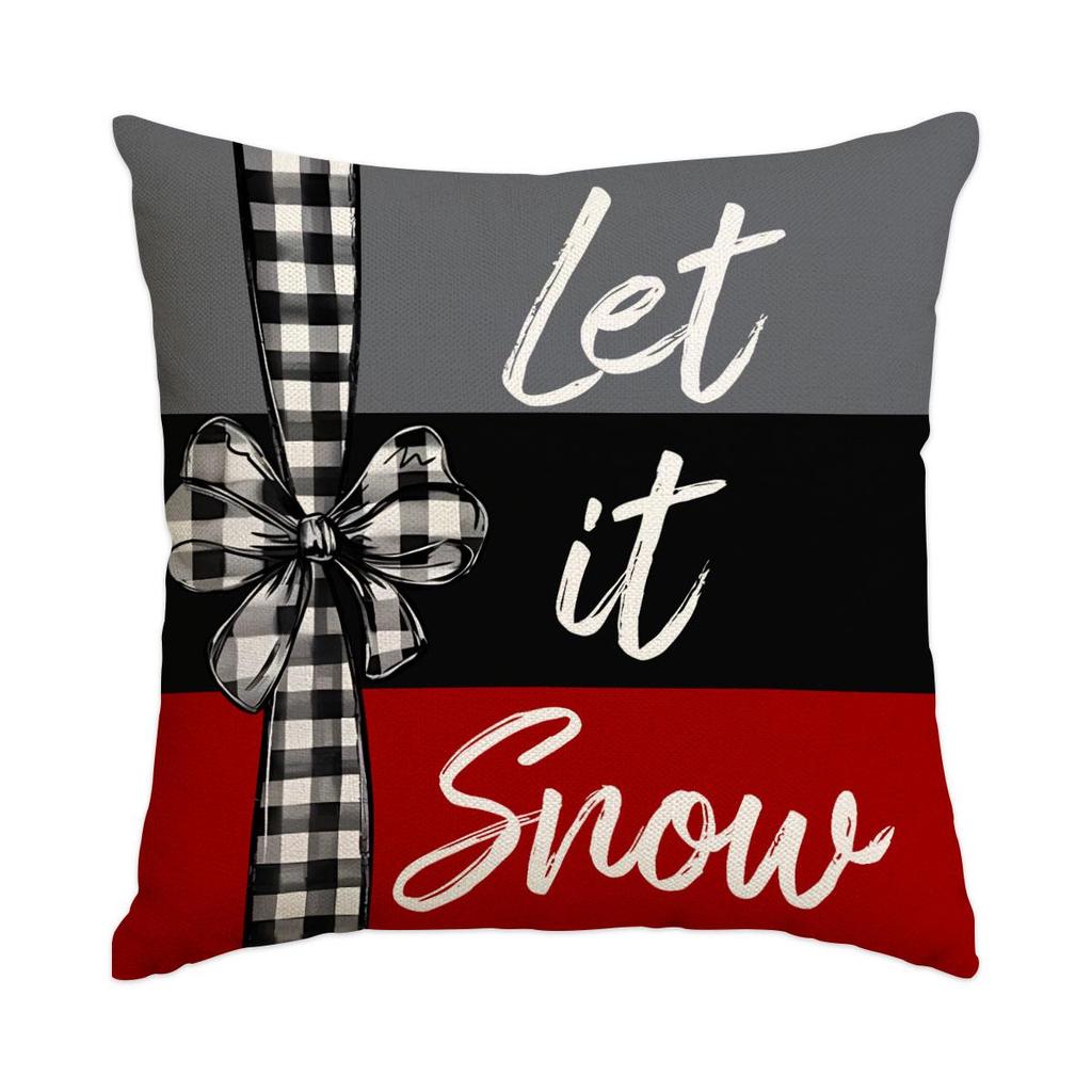 Горячая распродажа Рождественская наволочка из искусственного льна с принтом елки и снеговика - Праздничная декоративная наволочка для диванной подушки