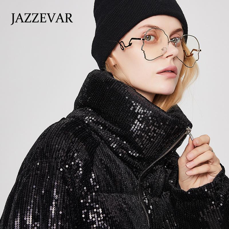 JAZZEVAR Пуховик с пайетками в тяжелом промышленном стиле, новый зимний женский пуховик среднего и длинного размера