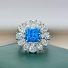 GICA GEMA, 100% стерлинговое серебро 925 пробы, аквамарин, 10*10 мм, цирконы, драгоценные камни, цветы, кольца для женщин, сверкающие вечерние ювелирные украшения