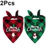 2pcs New Adjustable Christmas Pet Triangle Scarf Plaid Dog Bib Dog Bandanas Reversible Scarves