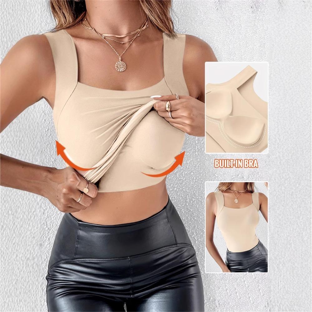 Ladies Fashionable Solid Color Chest Cushion Outerwear Base Underwear Home Sleeveless Vest Fashionable Comfortable Versatile Slim Fit Vest