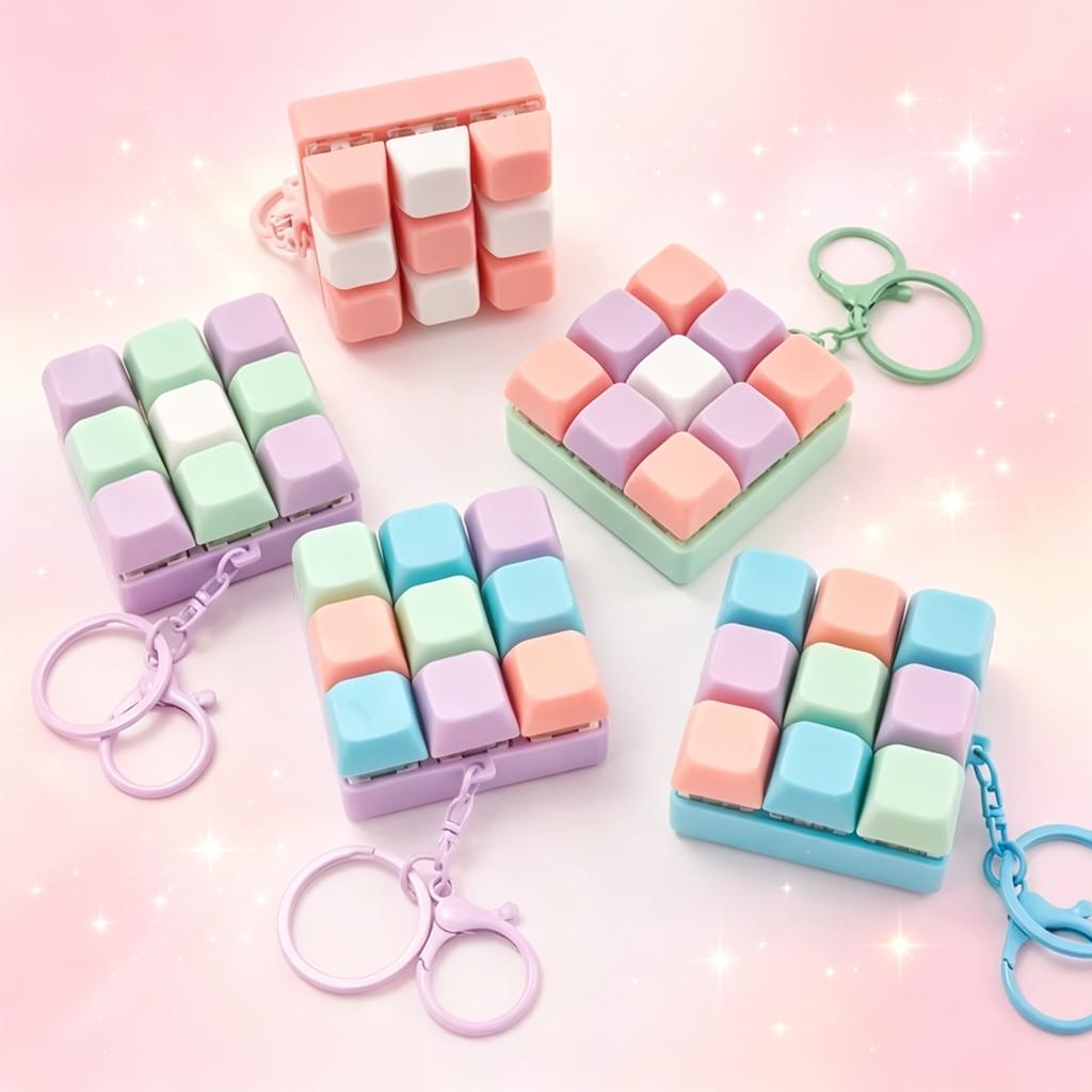 Stress Relief Toy Keychain 9 Key Press Toy Finger Squeeze Anti Stress Gadget Bag Pendant Festival Surprise Gift For Lovers