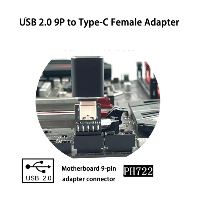 USB2.0 9-контактный на USB C Адаптер-Коннектор для Внутренней Материнской Платы ПК 9-контактный USB2.0 Конвертер для Настольного Компьютера