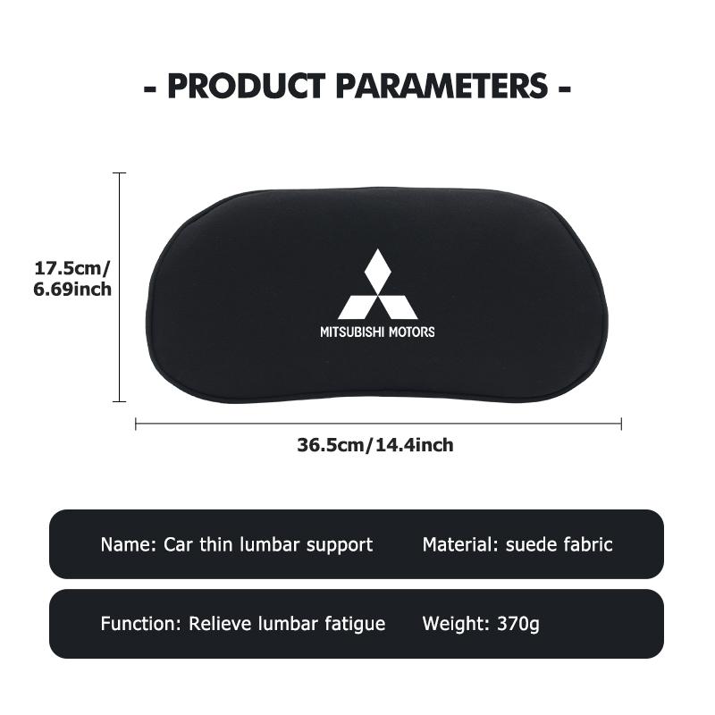 dnsh2 For Mitsubishi Car Logo Suede Seat Non-slip Back Cushion Lumbar Pad Waist Protection Mat Outlander Lancer Cross Colt Xpander