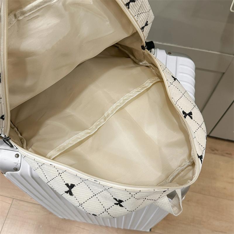 Вельветовый рюкзак большой вместимости с принтом бантика, студенческий школьный рюкзак