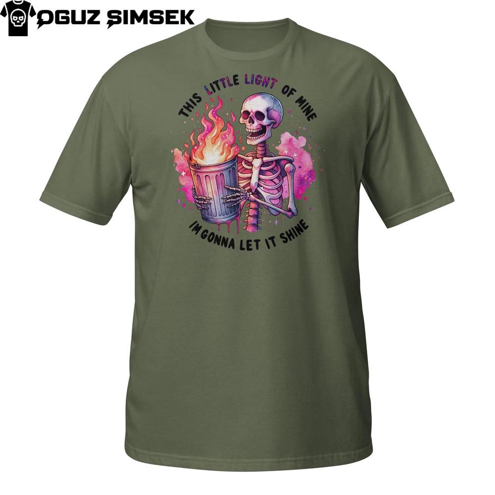 Funny Skeleton Fire T-Shirt – This Little Light Trash Can Flame Design