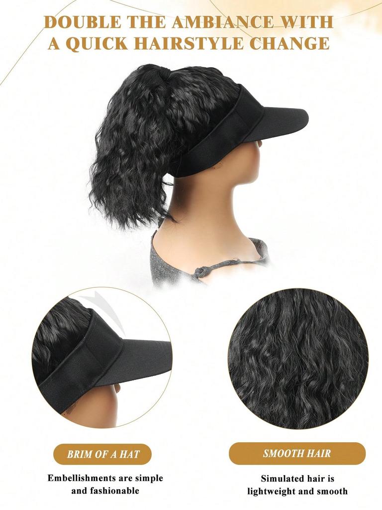 Синтетический хвостик, регулируемый парик, бейсбольная кепка с волнистыми короткими волосами, подходит для женских ежедневных вечеринок и занятий спортом