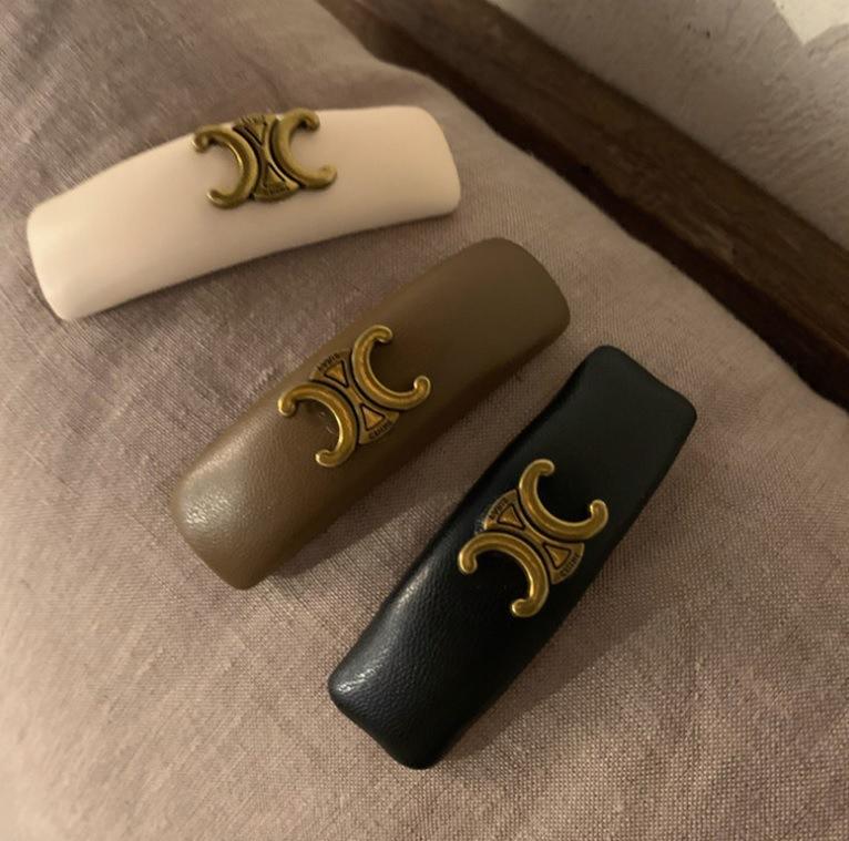 Arc de Triomphe BB clip PU leather edge clip 2025 summer hairpin hair accessories