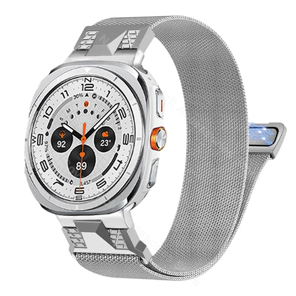 Роскошный Миланский Магнитный Ремешок для Samsung Galaxy Watch Ultra 47 мм 2025 Стальной Ремешок Для galaxy ultra 47 Браслет Без Зазора