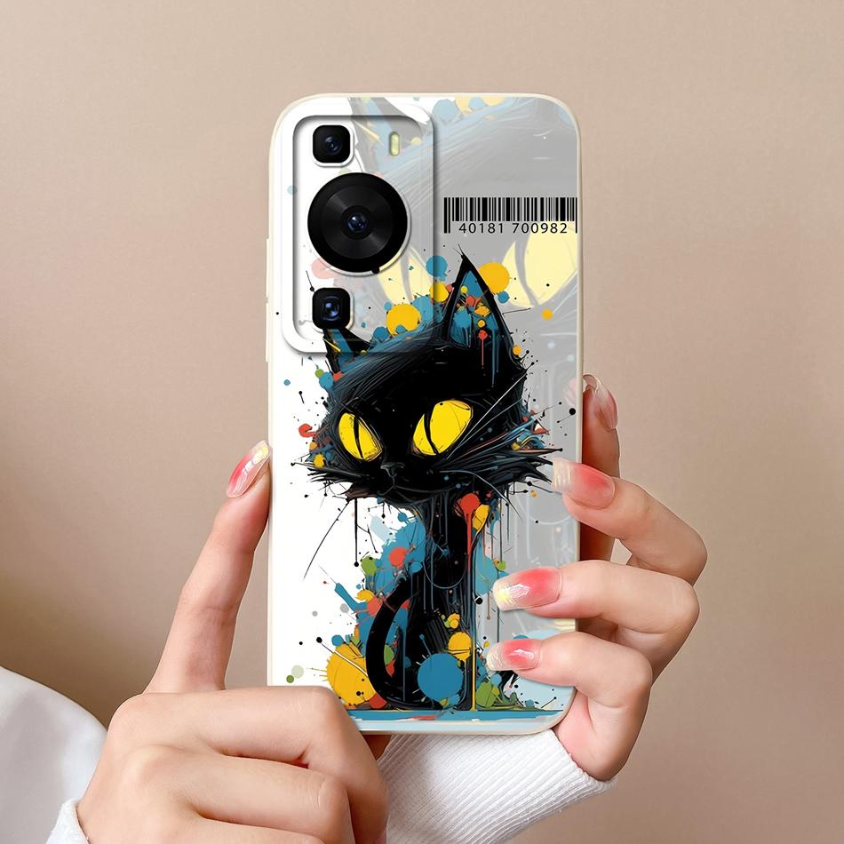 For Huawei P60 Pro Art Phone Case Cute Design Soft Liquid Silicone Back Cover For HuaweiP60 P 60 Anti Drop Durable Bumper Funda