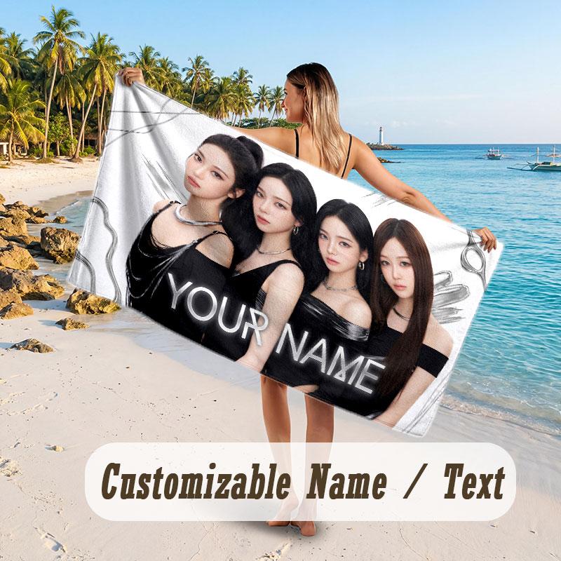 Custom Name Large Beach Towel,aespa Quick Absorbent Towel For Outdoor Travel Poolside