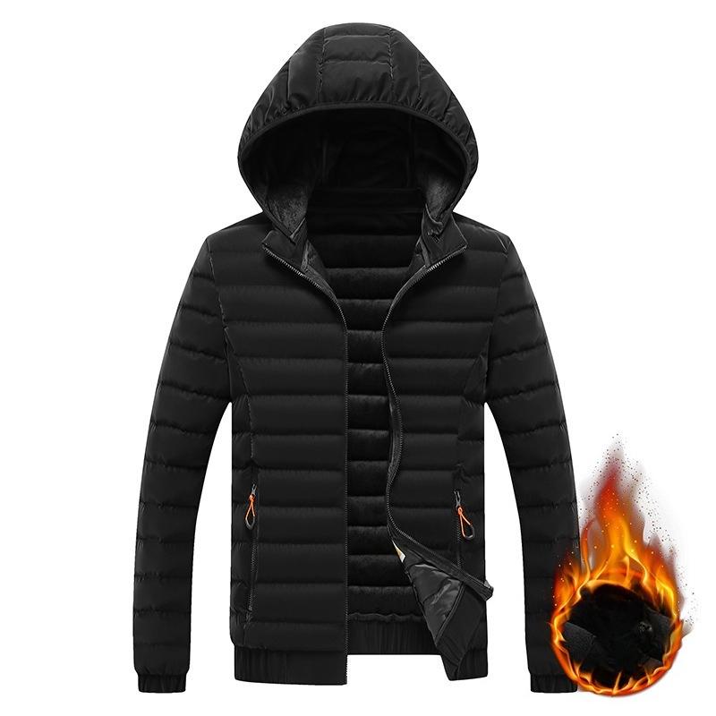 Легкая тонкая секция служебной хлопковой куртки, мужские модели, зима, простая однотонная, съемный капюшон, утолщенная куртка с капюшоном