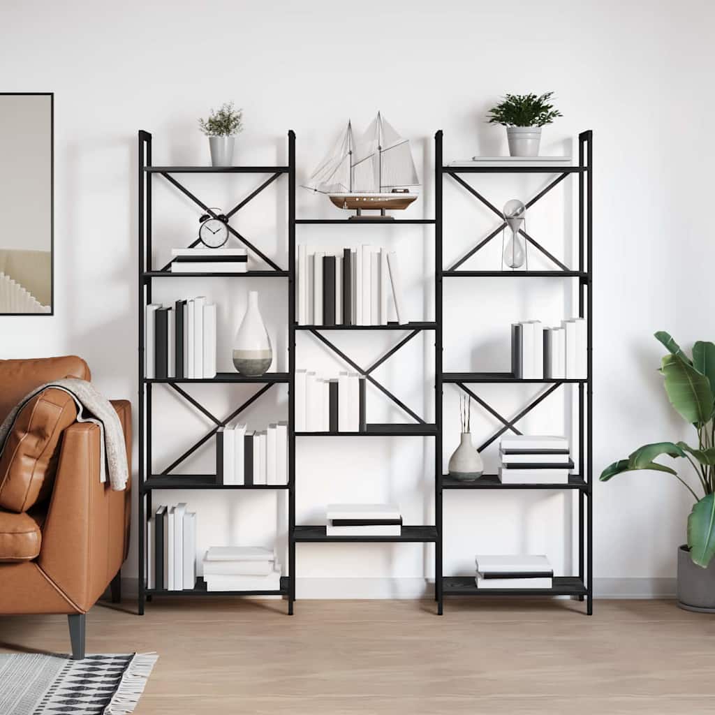 Bookshelf Black Oak Look 156 x 25 x 167 cm