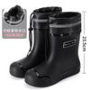 Rain shoes women's outer wear medium tube elastic mouth rain boots flat bottom work nonslip female students sea shoes