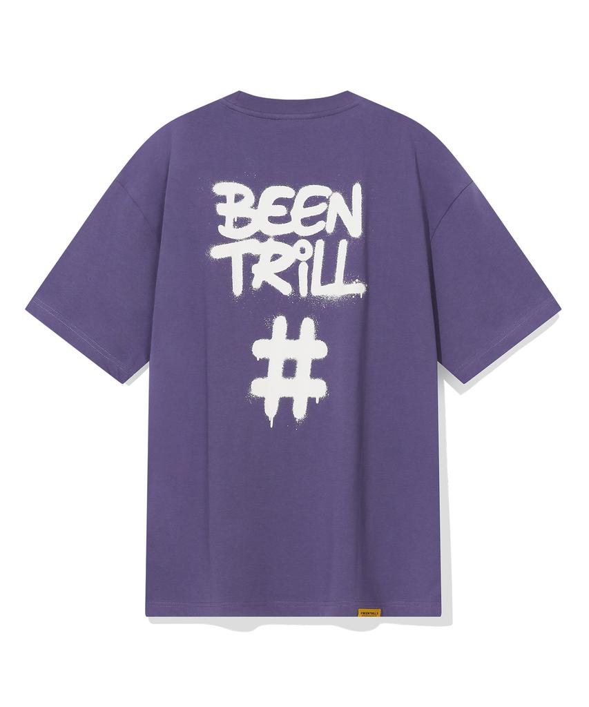 BEENTRILL Спрей Хэштег Оверсайз Футболка с коротким рукавом (фиолетовый)