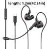 Dual Mic Wired Headset in-Ear Earpiece Headset Stereo Wired Earbuds Wired Earphone  Listen To Music