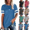 Летняя европейская и американская женская футболка свободного покроя с круглым вырезом и коротким рукавом в тон