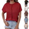 Women's Fashion Solid Color Round Neck Short Sleeved Pullover Casual T-shirt Top