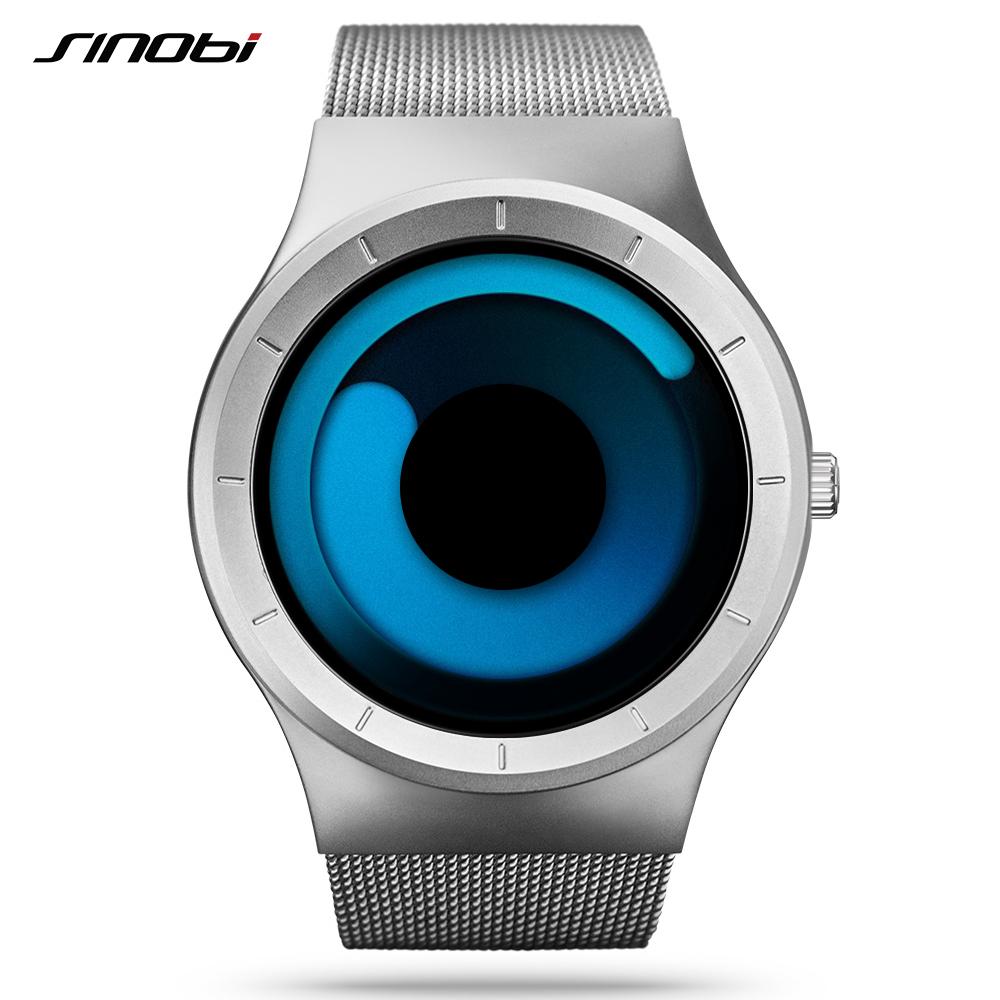 SINOBI Уникальные концепт-часы Vortex, мужские, высококачественные, из нержавеющей стали 316L, современные, трендовые, спортивные, кварцевые наручные часы
