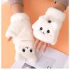 Women Winter Plush Cat Mittens Fingerless Gloves Plush Warm Glove Winter Soft Thick Gloves for Women Girl Flexible Half Finger