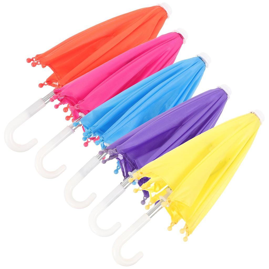 Amosfun Миниатюрный зонтик Мини-зонтик 5 штук 18 дюймов Маленький зонтик Игрушечный зонтик Милый соответствующий реквизит Аксессуары для ролевых игр Миниатюрная сцена
