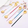 6Pcs Coffee Stirring Spoon Cutlery Set Juice Black Gold Tea Spoon Dinnerware Ice Cream Long Handle Scoop Tableware Kitchen Tools