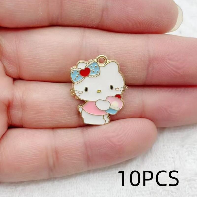 8/9/10PCS Cute cartoon cat DIY alloy accessories earrings necklace bracelet key chain bag accessories pendants