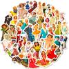 50 Non-Repeat European and American Retro Girls Poster Style Stickers Decorate Laptop Suitcase