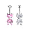 Surgical Steel Dangle Belly Button Ring Moon Heart Navel Ring Piercing For Women Zircon Body Piercing Nombril Jewelry