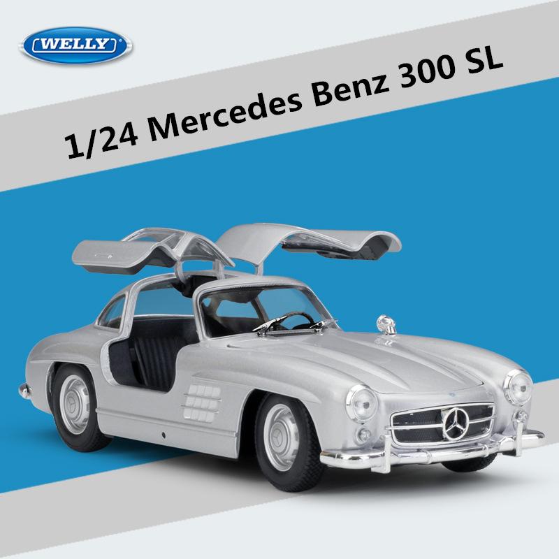 WELLY 1/24 Mercedes Benz 300SL Сплав Масштабная Модель Автомобиля Модель Литой Металл Статическая Коллекция Детская Игрушечная Машина Транспортные Средства Подарки