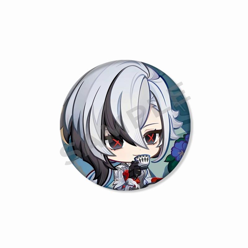 Creative Game Genshin Impact Brooch Cute Arlecchino Figure Lapel Pins Backpack Shirt Clothes Accessories Badge Collectible Gifts