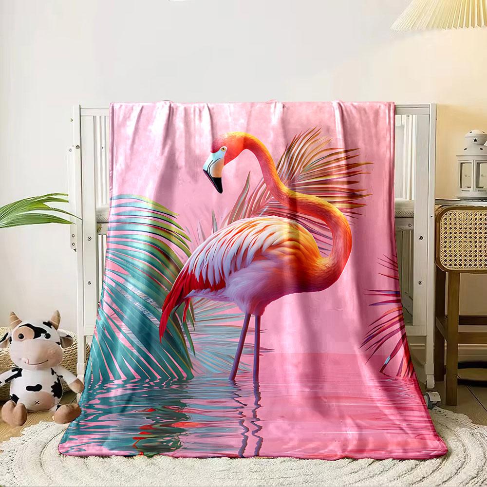 Tropical Flamingo Paradise for all seasons blanket lunch break throw gift