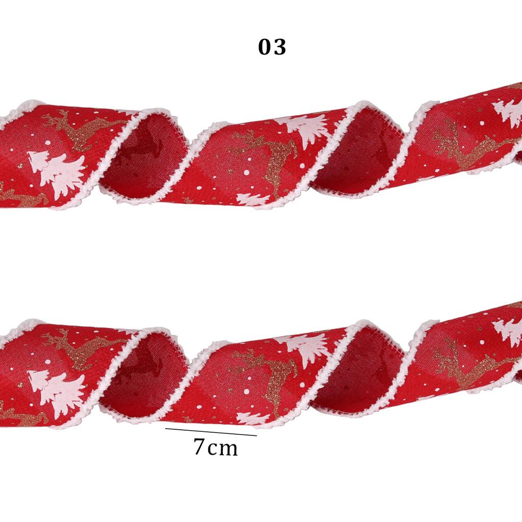 2M подарочная упаковочная ткань лента с завитками принт лося проволочный край рождественская елка бант классический