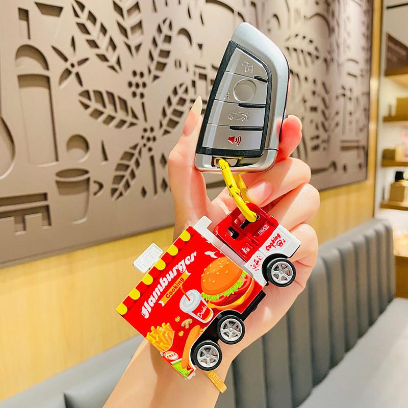 Очаровательный пластиковый мультяшный брелок в виде фургона быстрого питания. Милый подарок для мальчиков и детей.